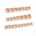 24pcs Cat's Eye Nail Art Press on Nails Fake Nails Square Glossy Short False Nail Tips Artificial Finger Manicure for Women and Girls (White French)