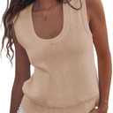 Saodimallsu Women's Ribbed Knit Sweater Vest (Pink)