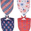 ADOGGYGO 4 Pack American Flag Dog Bandanas, Red Blue USA Flag Star Pet Scarf Bib, Pet 4th of July Bandanas Costume Accessories for Extra Large Dogs (X-Large)