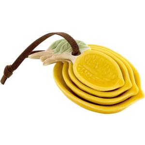 47th & Main Measuring Spoons - Ceramic Lemon Shaped Teaspoons Kitchen Essentials Gift Set, 4-Piece, Yellow