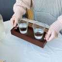 Small Rustic Serving Tray with Handles - 9.8 Inch Bamboo Rectangular Tray for Coffee Table, Kitchen Counter, Ottoman | Decorative Organizer Tray for Food, Drinks, Snacks, Bathroom Essentials