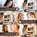 15" x13" Vanity Mirror with Lights, LED Makeup Mirror with Lights,10X Magnification Vanity Mirror with 360Rotation, 3 Color Modes Dimmable Lighted Mirror Makeup for Desk, Travel, White