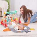 CUTE STONE Baby Play Gym & Learning Walker, Baby Play Mat with Play Piano, Musical Activity Center with Lights, Baby Push Walkers & Thin Playtime Mat for Infant Newborn Toddlers
