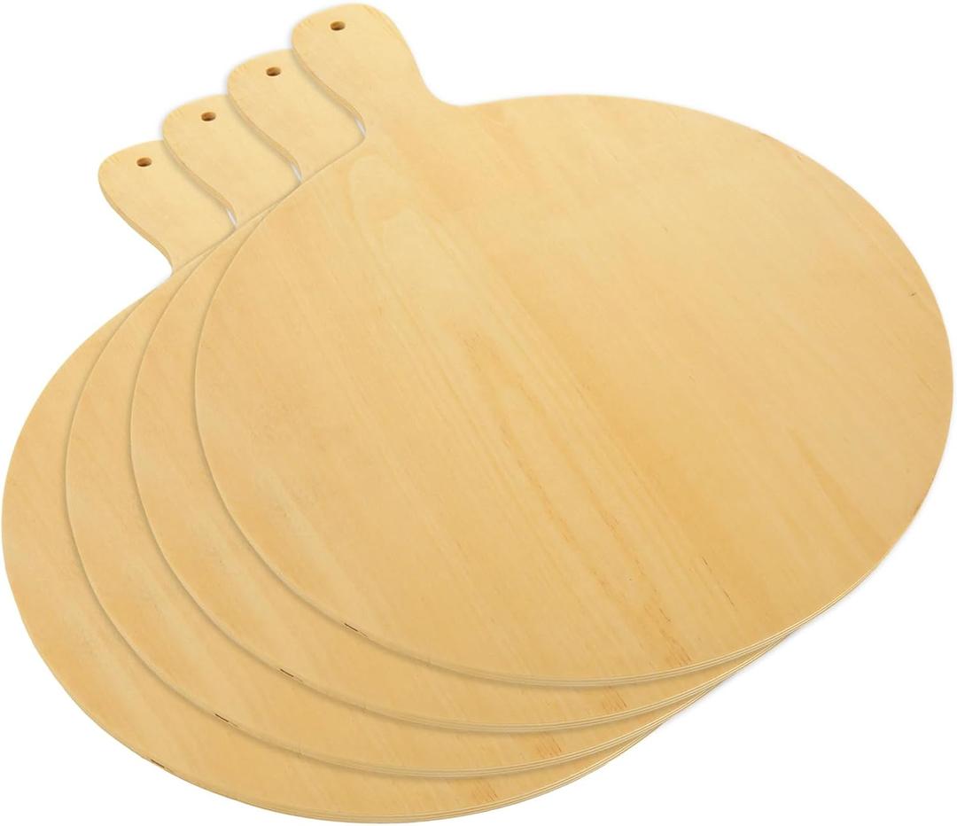 Pack of 3 Wooden Pizza Peel, 12 Inch Pizza Spatula with Wood Handle Suitable for 12"x12" Pizzas, Round Wooden Cutting Boards for Baking Homemade Pizza, Bread, Cheese, Fruit