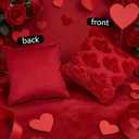 Valentines Pillow Covers 18x18 Inch Set of 2,Red Heart Pillow Covers Soft Plush Faux Fur Valentines Day Decorations (Double Heart)