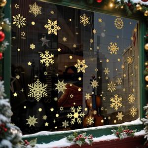 2 x DKTIE Christmas Window Stickers, Navidad Snowflake Window Clings Stickers for Glass, Xmas Decals Decorations Holiday Snowflake Santa Claus Reindeer Decals for Party (Q315, 8 Sheets 20x30CM)