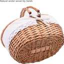 Wicker Picnic Basket with Removable Liner Empty Picnic Baskets with Lid, Picnic Hamper with Foldable Handles for Picnic 2, Natural Color, Large