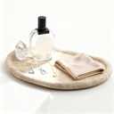 Natural Travertine Tray, Special-Shaped Jewelry Tray, Marble Ring Dish for BathroomCountertop, Nightstand,Dressing Table, Bedside Table, Home Decor, Beige(Middle)(NS025) (10.6" x 7.4" x 1.5")