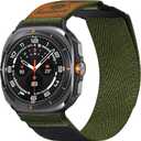 Nylon Elastic Bands Compatible with Samsung Galaxy Watch Ultra 47mm for Women Men, Adjustable Sport Comfort Loop Replacement Straps. (Green)