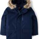 The Children's Place Boys' Water and Wind Resistant Hooded Zip Front Parka Jacket (Medium, Tidal Microfleece)