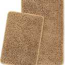 Yeaban Bathroom Rugs Sets 2 Piece  Thick Chenille Bath Mats | Absorbent and Washable Bath Rug Non-Slip, Plush Rugs for Bathroom, Shower, Sink(Tan, 17"x24" and 20"x32")