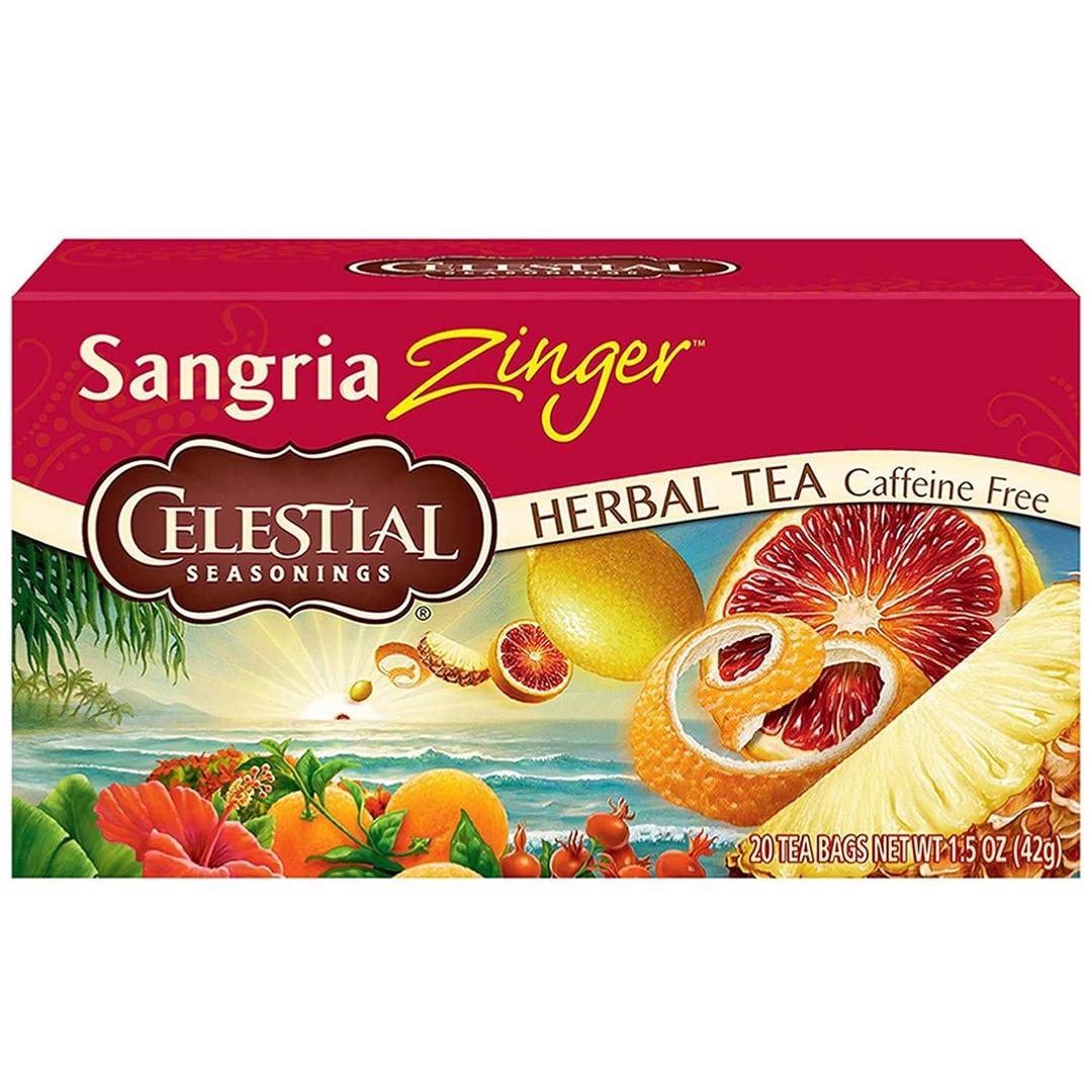Celestial Seasonings Herbal Tea, Sangria Zinger, 20 Count (Pack of 6), Exp. 03/17/25