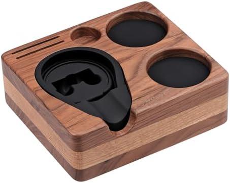 Normcore Compact Tamping Station, Espresso Tamper Station Base, Genuine American Walnut Tamper Holder, Portafilter Holder For 51mm 54mm Coffee Tamper, Distributor, Puck Screen, WDT and Portafilter