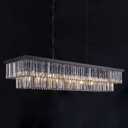Wellmet Crystal Chandelier, 57 Inch 13-Light Black Chandelier for Dining Room Light Fixture Ceiling Hanging, Modern Rectangular Chandeliers for Kitchen Island, Living Room, Bedroom, Dining Table