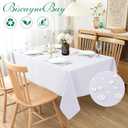 Biscaynebay Textured Fabric Tablecloths 52x70 Inches Rectangular, White Water Resistant Tablecloths for Dining, Kitchen, Wedding and Parties etc. Machine Washable