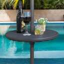 Outdoor Adjustable Umbrella Table Tray  20 Round Umbrella Table Top with Hole, Portable Lightweight Patio Umbrella Table for picnics, Camping and Poolside