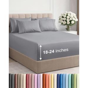 Extra Deep King Sheet Set - 6 Piece Breathable & Cooling Sheets - Hotel Luxury Bed Sheets Set - Easy & Secure Fit - Soft, Wrinkle Free & Comfy Sheets Set - Steel Blue Sheet Set with Extra Deep Pockets