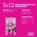 Tiki Cat Born Carnivore Broths, Salmon Recipe, Hydration and Flavor Supplement Cat Food Topper, 1.3 oz. Pouch (Pack of 12)