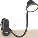 LEPOWER Clip on Light, Reading Lights for Books in Bed with 5 Colors & Stepless Dimming, RG0 Eye-Care, Auto Timer & Night Light, Strong Clamp for Headboard, Bedside, Desk, Black