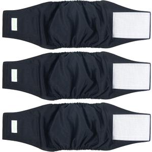 Wegreeco Washable Male Dog Belly Wrap - Pack of 3 - (Black,XX-Large)