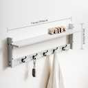 29Inch Wall Mounted Coat Rack with Hooks and Shelf - Large Rustic Wood Coat Hangers for Hats, Keys, Towels, Robes Functional Entryway Wall Organizer for Bathroom, Kitchen, Mudroom White