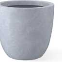 Kante 14 Inch Dia Round Concrete Planter, Indoor Outdoor Large Plant Pot with Drainage Hole and Rubber Plug for Home Patio Garden, Slate Gray