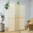 Furnnylane 3 Panel Room Divider and Folding Screen Divider,Two in One Detachable and Foldable Panel Divider for Room Separation,Beige,67" H x 46" W