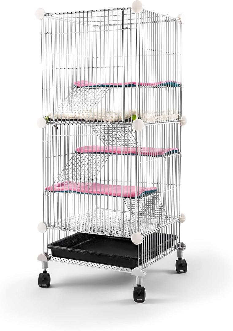 Pet Hutch Cages for Hamster, Rat or Other Small Animals Indoor, Expandable and Stackable, 14x14x28 in