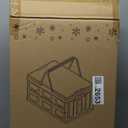 Storage Box 50L 2 Pack, Foldable Storage Box with Wood Lid & Handles, Includes Christmas Stickers for DIY, Multifunctional Wood Top for Holiday Decor, Gift & Christmas Home Organization