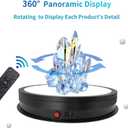 JAYEGT LED Light Base Non-Slip Rotating Display Stand , 110Lbs Load,360 Photography Turntable for Products Shows, Glass Crystal Artwork, Jewelry,Remote control(16.5inch / 6Color LED Light/Black/Wired)