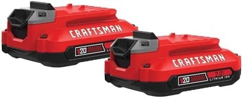 CRAFTSMAN V20 Lithium Ion Battery, 2.0-Amp Hour, 2 Pack (CMCB202-2)