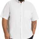 Van Heusen Men's Big and Tall Wrinkle Free Short Sleeve Button Down Shirt, No-Tuck Length, Comfortable Stretch Fabric (White, XXLT)