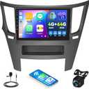 [4G+64G] Car Radio for Subaru Outback Legacy 2010-2014 with Wireless CarPlay Android Auto,9" Touchscreen Android 13 Car Stereo with Mirror Link Voice Control WiFi/GPS,Bluetooth,FM/RDS+Backup Camera