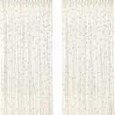 Boho Macrame Beaded Curtain Handmade Door Closet Curtain with Wooden Beads for Window Doorway Open Closet Bedroom Living Room Privacy Decor, 79" L x 36" W, White Set of 2