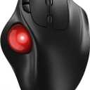 Ergonomic Wireless Trackball Mouse, 3 Device Connection (Bluetooth or 2.4G USB Receiver) Bluetooth Quiet Computer Mouse, 2*AAA Battery Thumb Laptop Mice with 5 Level DPI for PC/Laptop/Mac/Windows Red