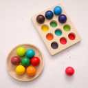 Ibwaae Wooden Color Sorting Balls Game Peg Board Rainbow Color Matching Toys 12 Pcs Activities Balls Montessori Toys for Toddlers