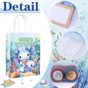TAKEALOOKO 16 Pcs Axolotl Party Favor Bags - Axolotl Birthday Gifts Bags with Wrap Paper, Blue Cartoon Amphibian Themed Candy Goodie Bag for Kids Birthday Baby Shower Parties Supplies
