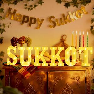 6 Pcs Happy Sukkot Decorations Sukkot Large LED Letter Sign 8.3 Inch LED Lights Battery Powered Table Decorations for Party Gift Tabletop Sukkah