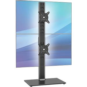 AX WABER Dual Monitor Stand Vertical Stack Screen Free-Standing Desk Mount Arm Riser Fits Two 13 to 34 Inch Computer Monitors with Swivel,Tilt, Height Adjustable,VESA Stand 100x100mm, 75x75mm AX05TB02