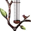 viterlight Rain Gauge Outdoor, Metal Rain Gauge with Stake, 7 Inch Tube Rain Measure Gauge, Decorative Branch Rain Measure Tool for Garden, Lawn, Patio