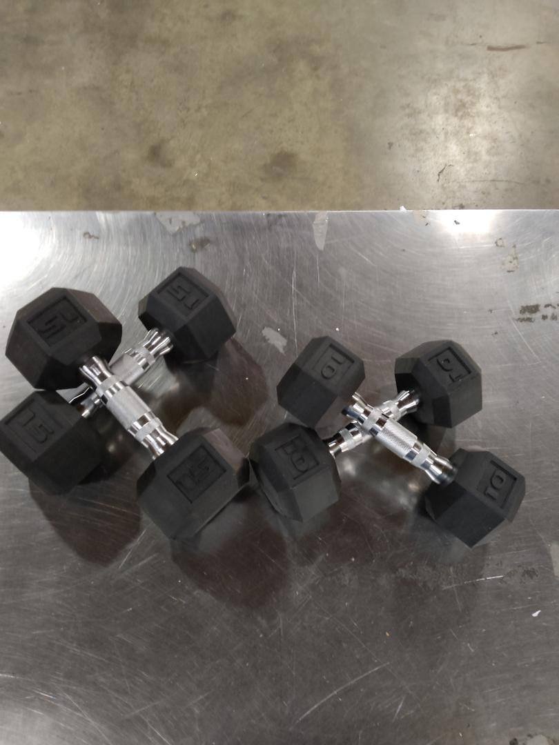 Coated Dumbell Weights with Chrome, Set of 15lbs and Set of 10lbs