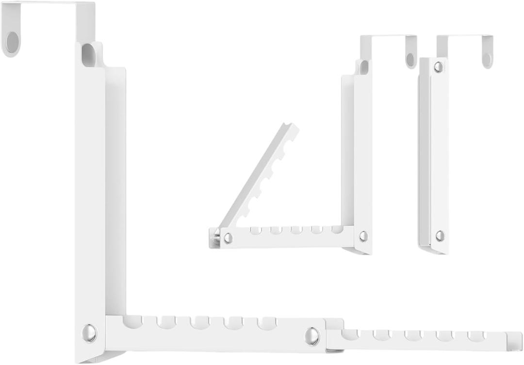 Over the Door Hook, Double Foldable Over the Door Clothes Hanger Drying Rack with 10 Ridges, Space-Saving Over Door Drying Rack for Laundry Room Bathroom Bedroom Closet Travel(White)