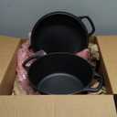 2-in-1 Pre-Seasoned Cast Iron Dutch Oven Pot with Skillet Lid Cooking Pan, Cast Iron Skillet Cookware Pan Set with Dual Handles, Indoor Outdoor for Bread/Frying/Baking/Camping/BBQ, 5 Qt