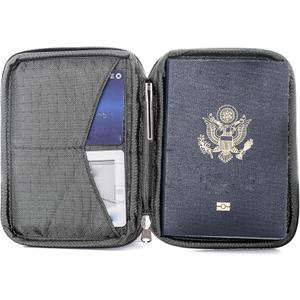 Passport Holder & Travel Wallet with RFID Blocking - Premium Document Organizer Case for Men and Women - Holds Passports, Cards, Tickets, ID, Cash - Compact Zippered Wallet - Shadow