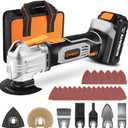 WORKSITE 20V Cordless Oscillating Tool,6 Variable Speed Oscillating Multi Tool Kit with 31pcs Saw Accessories and Carrying Bag, Battery Powered Oscillating Saw for Scraping/Grinding/Sanding/Cutting
