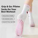 Mokde Mondge Pilates Socks with Non-Slip Grips Yoga Grippy Barre Workout Athletic Crew Anti-Slip Grip Socks for Women (US, Numeric, 5, 10, Regular, Regular, 3 Pairs pink cherry)