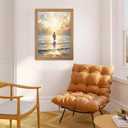 Framed 3D Textured Jesus Walking on Water Wall Art, Christian Bible Stories Wall Decor Paintings, Jesus Walks on Water on Water Back Posters Prints Pictures for Church Living Room Bedroom 16x24 Inch