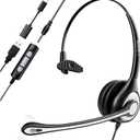 Headset wtih Mic, USB Headset with Microphone for PC, Computer Headset with Noise Canceling Microphone with Mute for Home Office Online Skype Zoom Meetings (Monaural -USB+3.5mm)