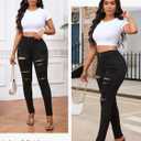 LONGBIDA Skinny Ripped Jeans for Women High Waisted Stretch Butt Lifting Jeans Slim Fit Distressed Denim Pants Jeggings Jeans (XL)
