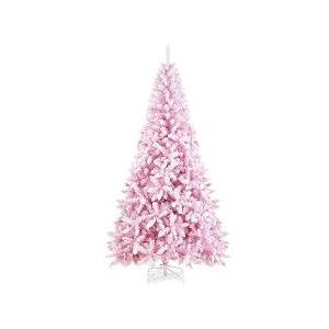  
HAPPYGRILL 7.5FT Pre-Lit Pink Christmas Tree Snow Flocked Christmas Tree with 1100 Branch Tips, 450 Warm Lights, 8 Lighting Modes, Artificial Xmas Tree for Holiday Decor